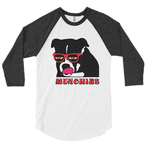 Munchy Tees 3/4 sleeve raglan shirt- Dog logo